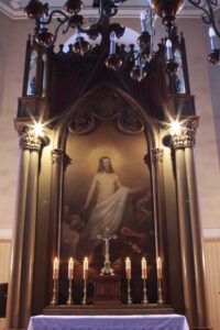 Altar with candles and cross
